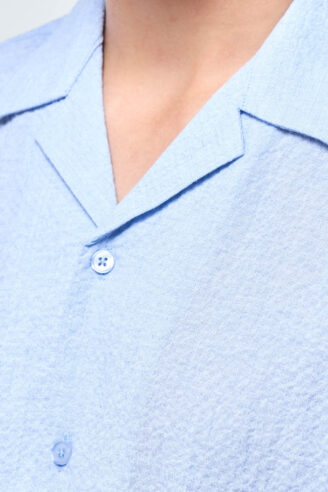 חולצה מכופתרת טקסטורה אפקט קמטים