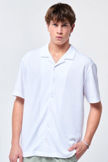 חולצה מכופתרת ג'רסי crinkle