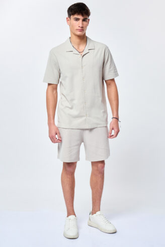 חולצה מכופתרת ג'רסי waffle