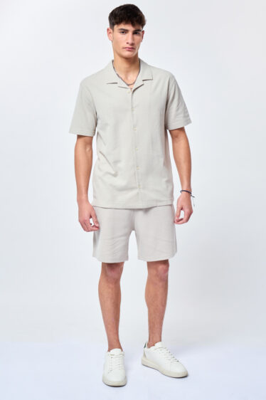 חולצה מכופתרת ג'רסי waffle