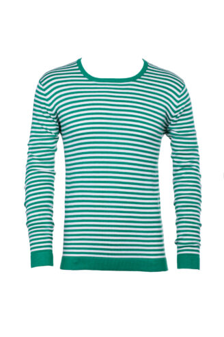 סוודר דק שרוול ארוך פסים - טורקיז