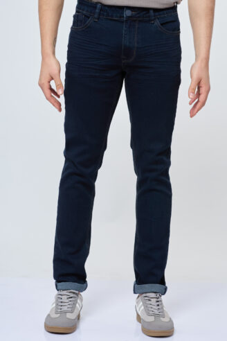 ג'ינס בסיס כחול כהה חלק בגזרה צרה
