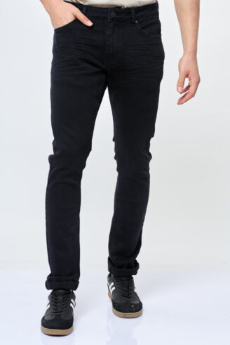 ג'ינס שחור חלק  בסיסי גזרה צרה