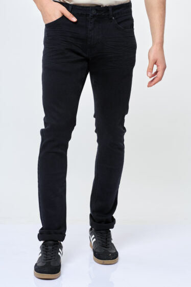 ג'ינס שחור חלק  בסיסי גזרה צרה