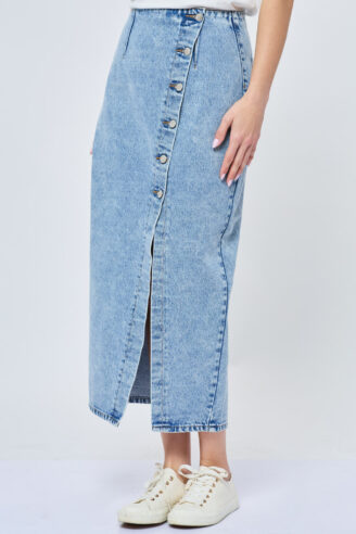 חצאית ג'ינס כפתורים באלכסון