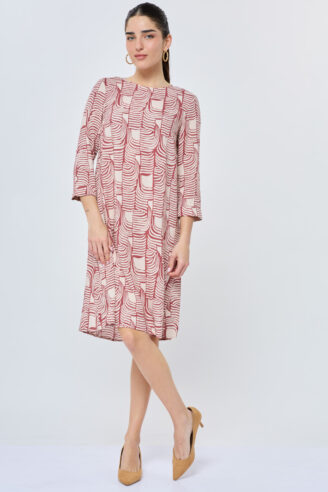 שמלת פרומו מודפסת שרוול 3/4