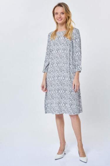 שמלת פרומו מודפסת שרוול 3/4