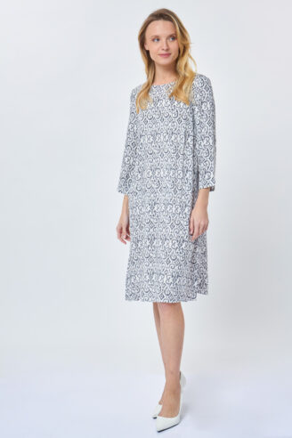 שמלת פרומו מודפסת שרוול 3/4