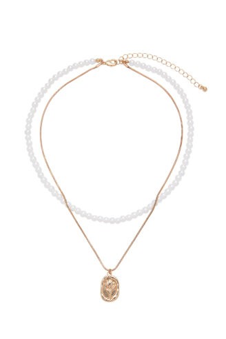 שרשרת פנינים ותליון פרח לאישה