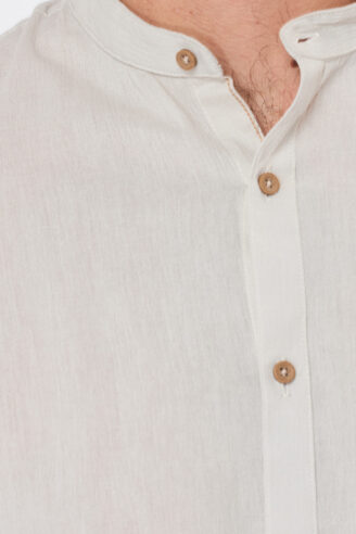 חולצה מכופתרת קרפ עם צוארון סיני