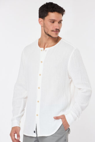 חולצה מכופתרת טטרה - לבן