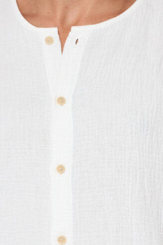 חולצה מכופתרת טטרה - לבן