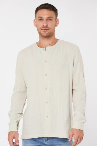 חולצה מכופתרת טטרה - אבן