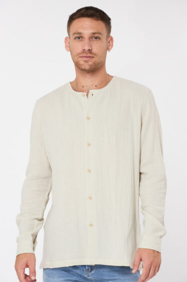 חולצה מכופתרת טטרה - אבן