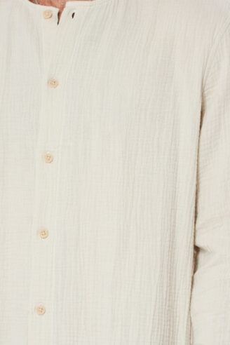 חולצה מכופתרת טטרה - אבן