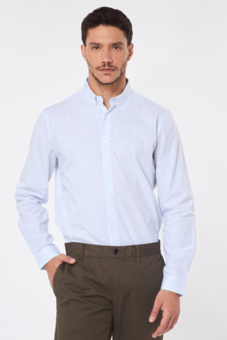 חולצה מכופתרת מיני משבצות אלגנט - לבן חולצה מכופתרת מיני משבצות אלגנט - לבן