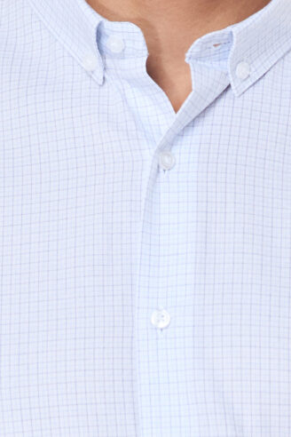 חולצה מכופתרת מיני משבצות אלגנט - לבן