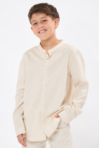 חולצת ילדים צווארון סיני - קרם חולצת ילדים צווארון סיני - קרם