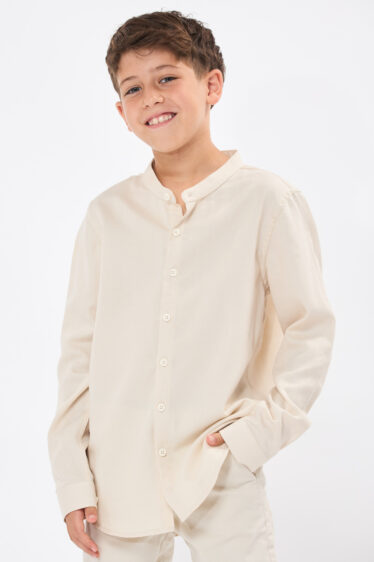 חולצת ילדים צווארון סיני - קרם