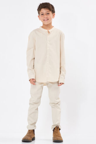 חולצת ילדים צווארון סיני - קרם