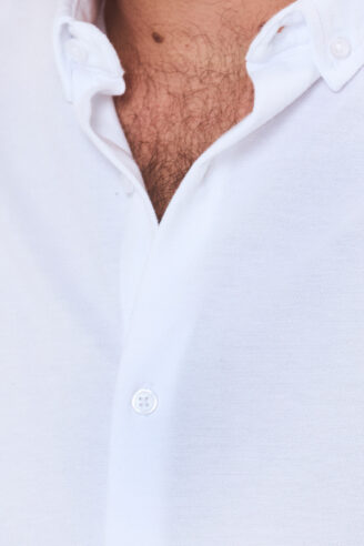 חולצה מכופתרת פיקה ג'רסי - לבן