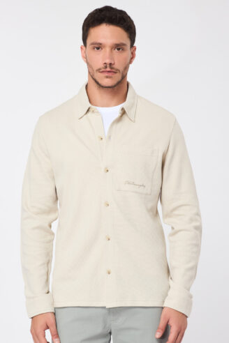 חולצה מכופתרת ג'רסי ואפל - אבן