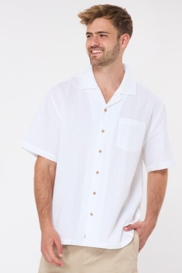 חולצה מכופתרת טטרה boxy - לבן