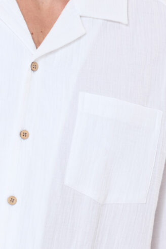 חולצה מכופתרת טטרה boxy - לבן