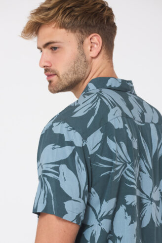 חולצה מכופתרת ויסקוזה מודפס - ירוק