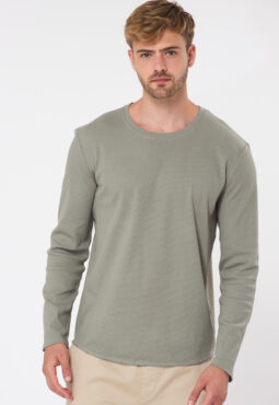 חולצת טי בד ריב - זית בהיר