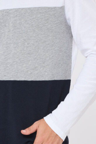 טי פופקורן קולור בלוק - לבן/אפור/שחור