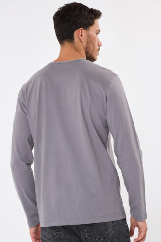 טי soft touch צווארון Y - אפור