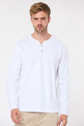 חולצת טי צווארון Y - לבן