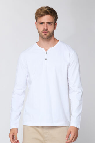 חולצת טי צווארון Y - לבן