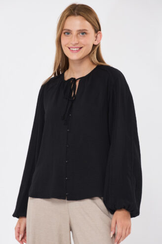 חולצת בוהו רומנטית - שחור