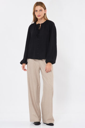 חולצת בוהו רומנטית - שחור