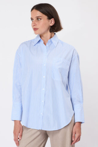 חולצת פסים מכופתרת אוברסייז- פסים