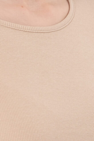 חולצת בייסיק ריב שרוול ארוך - אבן