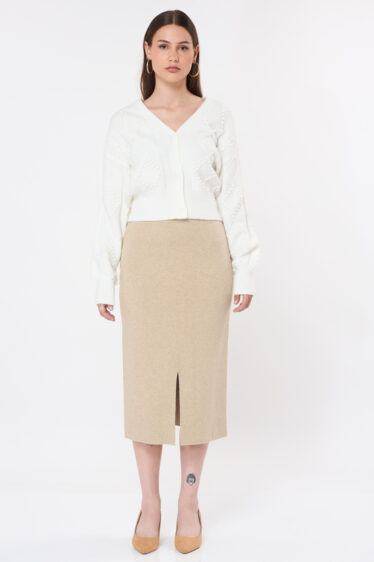 קרדיגן קצר עם דוגמת מעויינים- אופווייט