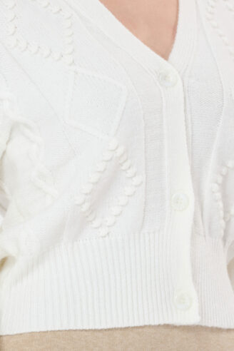 קרדיגן קצר עם דוגמת מעויינים- אופווייט