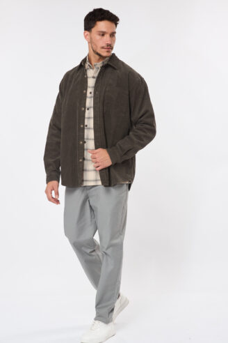 חולצת ג'קט קורדרוי - זית כהה