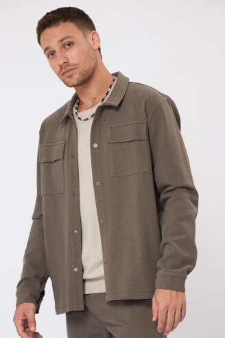 חולצת ג'קט ג'רסי סט- חום