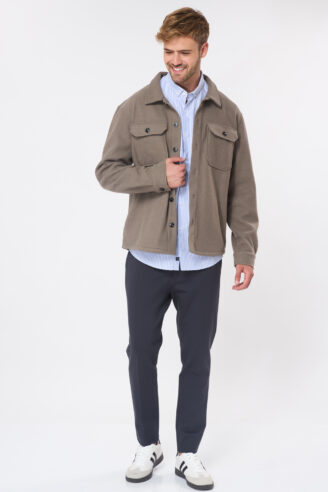 ג'קט ג'רסי במראה צמר - חום אפרפר