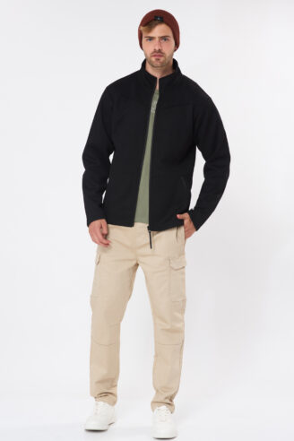 מעיל קל טקסטורה - שחור עם לבן