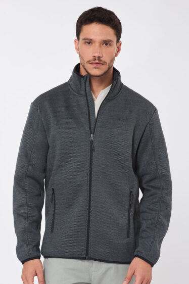 מעיל  קל  טקסטורת אוקספור - אפור כהה