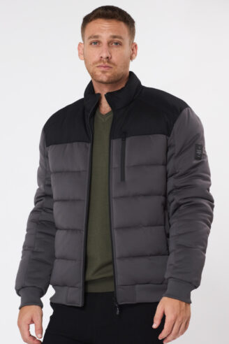 מעיל בד נפוח - אפור