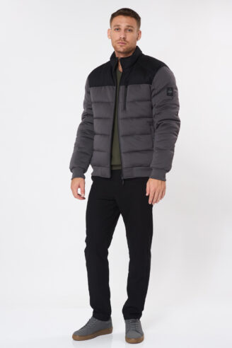 מעיל בד נפוח - אפור