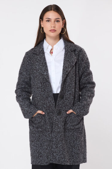 מעיל ארוך טדי בר - אפור מלנז'