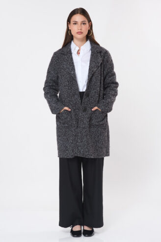 מעיל ארוך טדי בר - אפור מלנז'