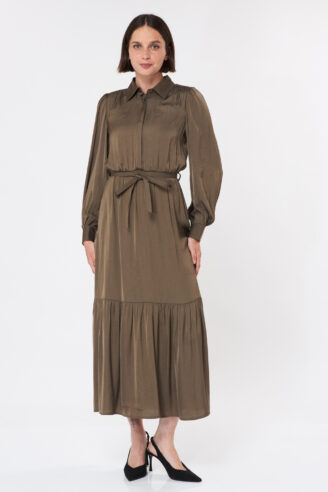 שמלת מקסי אלגנט - ירוק זית